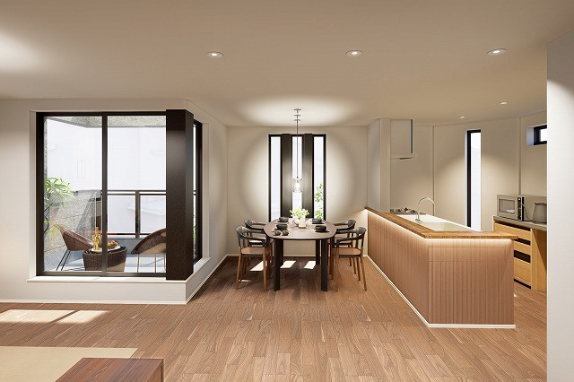 渋谷区笹塚2丁目　新築戸建の居間・リビング|内観パース

現地ご見学希望・資料請求などお気軽にお問い合わせ下さい！
03-5990-5201