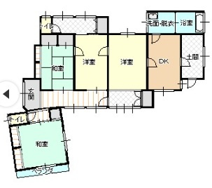 【間取り】 | 宇部市大字小串 中古住宅 4DK／2階建 | 家族の動線が込み合わないように、普段の動きがよりスムーズに出来るよう考慮しています。