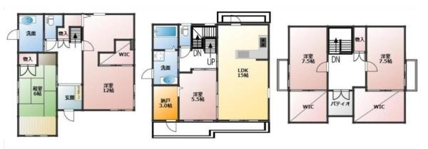 大和郡山市千日町　一戸建の間取り|■広々したＬＤＫ約１５帖・５ＬＤＫの間取り！大容量の収納など、ご家族のお住まいにピッタリです！