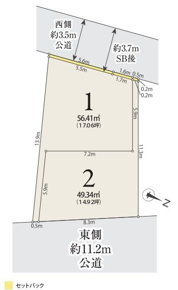 横浜市鶴見区江ケ崎町の売地の土地図|区画図