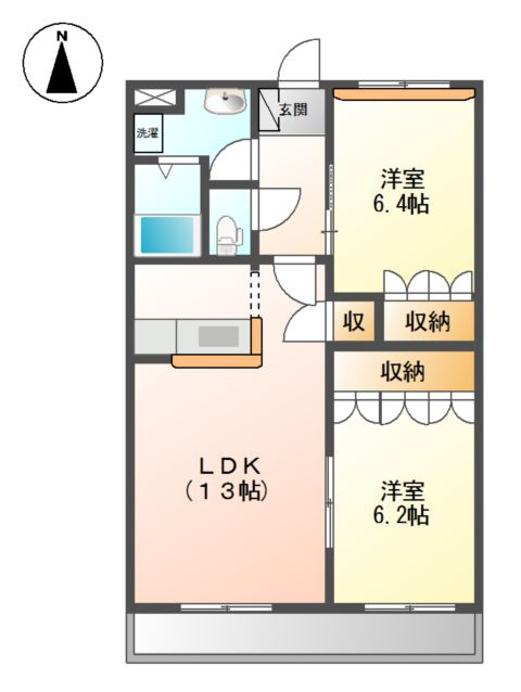 加古川市野口町古大内のアパートの間取り