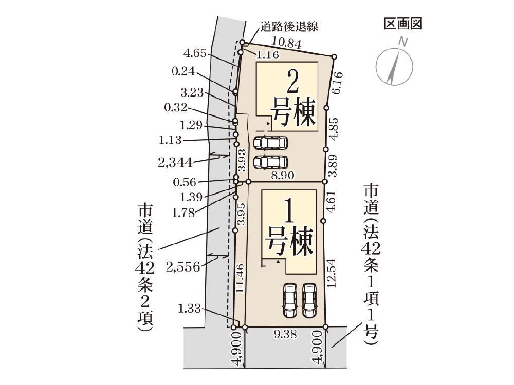 Livele Garden.S北区吉備津第3 新築分譲住宅全2棟の区画図