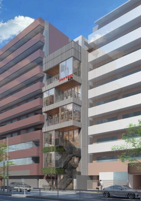 大阪市城東区中央１丁目の店舗事務所の外観パース