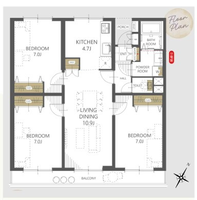 ファミール西八王子Ｂ号棟（１号棟）の間取り|～南東向き3LDK　全居室7.0帖の快適住空間～