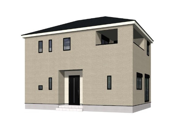 高知市中須賀町第1　1号棟新築戸建ての完成予想図|落ち着いたベージュの外壁が魅力。