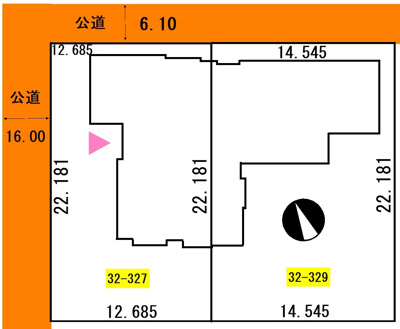 【区画図】 | 緑ケ岡4丁目32-327，329売家