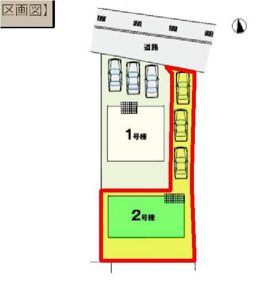 新築　高崎市矢中町　2号棟の区画図|2号棟　区画図　北側接道幅員約5.9ｍ
