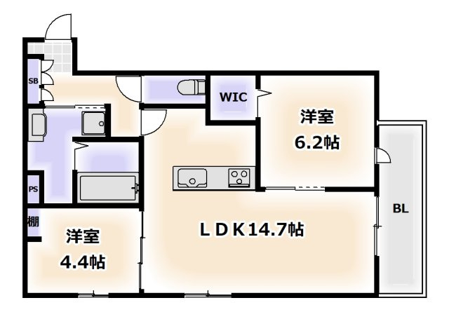 トリシア遠里小野の間取り