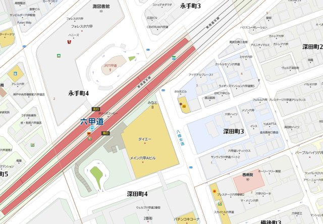 第1サン六甲道ハイツの地図