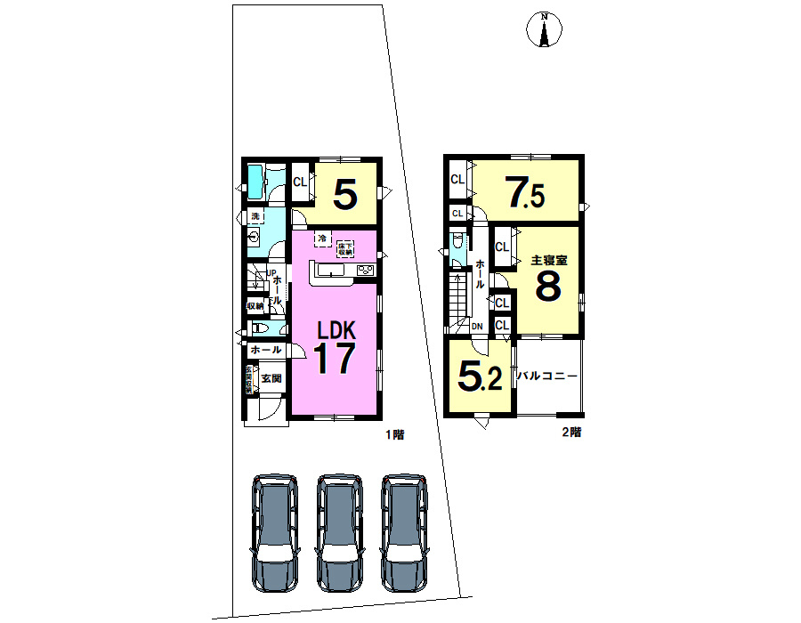 浜名区引佐町金指　第一　全3棟　3号棟の区画図