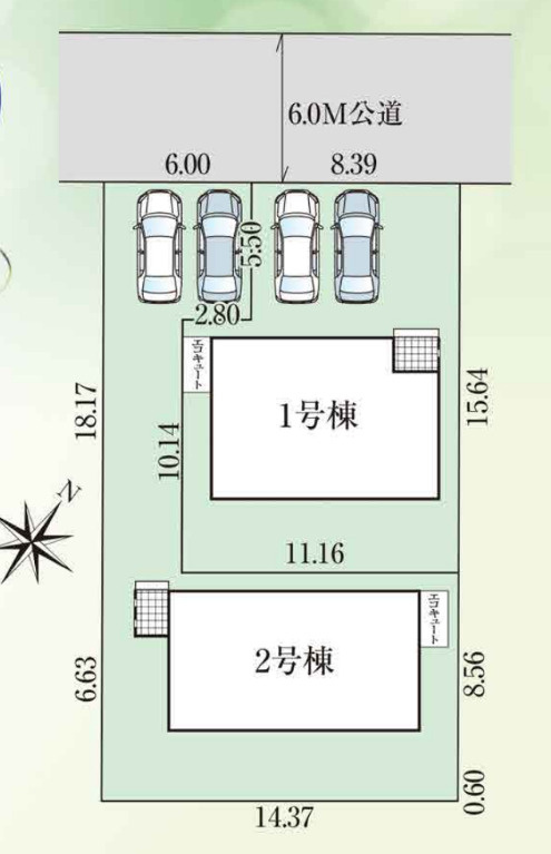 ◇佐糠町東一丁目　2期◇　2号棟　オール電化の新築建売住宅　　日当たり良好♪の区画図|全体区画図