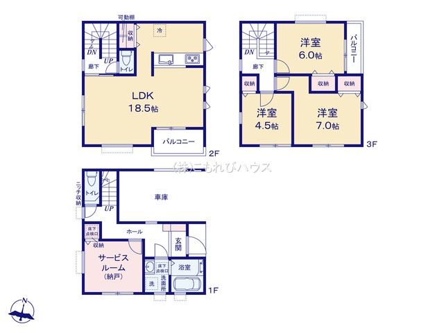 上尾本町　新築一戸建て　リーブルガーデ　01の間取り|上尾本町　新築一戸建て　リーブルガーデ　01、3SLDK、土地面積67.27m2、建物面積115.02m2