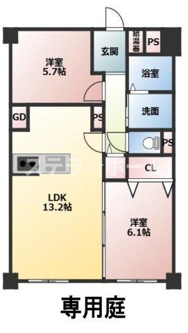 城北ハイツ　一号棟の間取り|3LDK