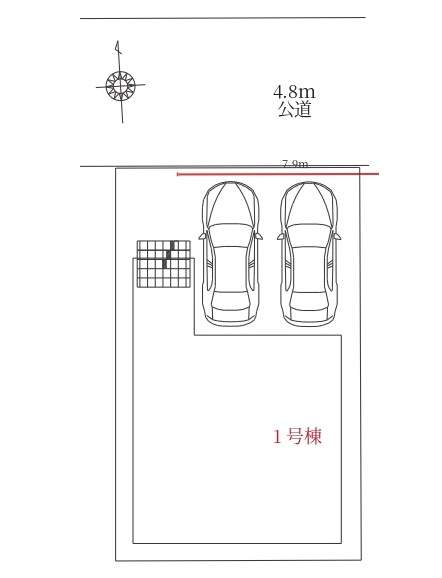【仲介手数料無料／蟹江町】海部郡蟹江町桜町1期　Terrechez　新築戸建　1号棟の区画図