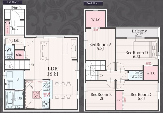 【仲介手数料無料／蟹江町】海部郡蟹江町桜町1期　Terrechez　新築戸建　1号棟の間取り