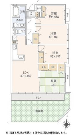 【間取り】 | 藤崎ロジュマン | 角部屋・専用庭有りで戸建て感覚が味わえます◎