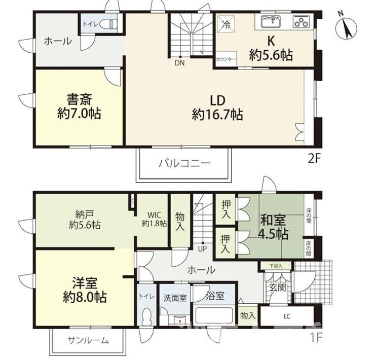 藤沢市片瀬山５丁目５－６戸建ての間取り