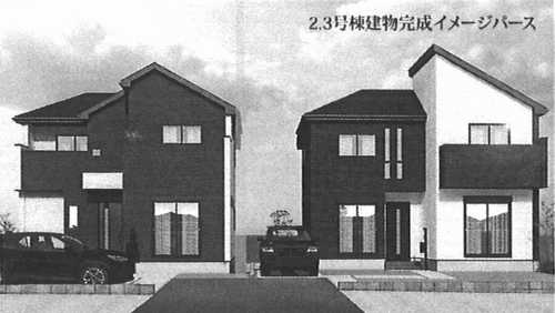 小田原市飯田岡6期　新築戸建全2棟　3号棟の外観パース