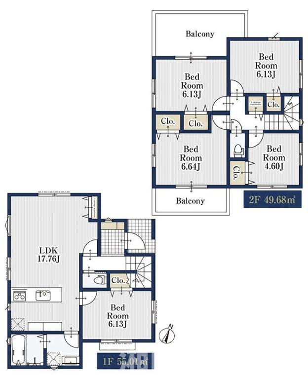 藤沢市鵠沼海岸３丁目５－２１新築戸建ての間取り