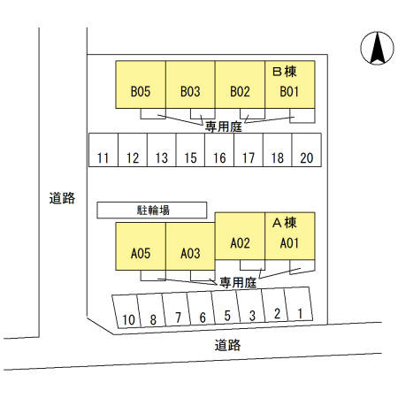 ウィルコート万々 A棟の区画図