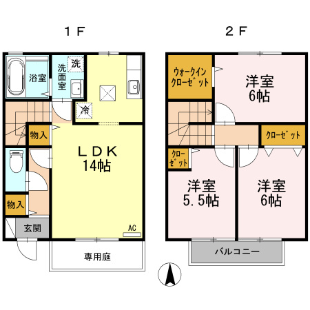 ウィルコート万々 A棟の間取り