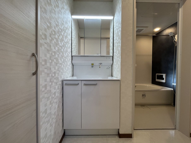 【独立洗面台】 | 東久留米市南町４丁目　新築戸建て | 【施工例】美しさと機能性を兼ね備えた収納豊富な洗面化粧台です