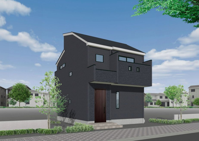 【外観パース】 | 東久留米市南町４丁目　新築戸建て | 落ち着いた色合いと上品な質感で、周囲に溶け込む外観です