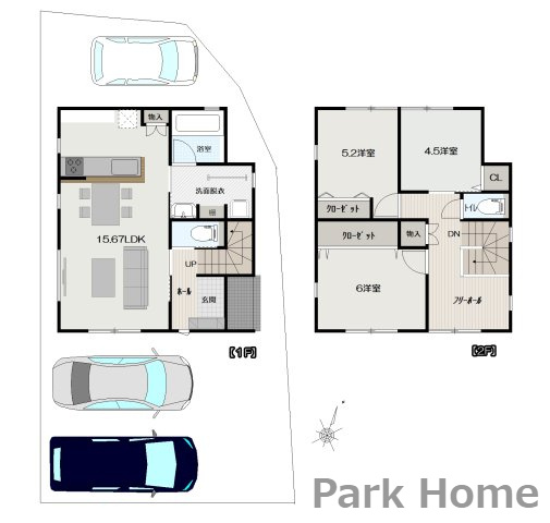 高知市鴨部上町 ２号地-建築条件付き-売土地の参考プラン|２号地