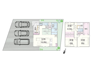 【区画図】 | 鳥取市卯垣2丁目新築Ｂ棟