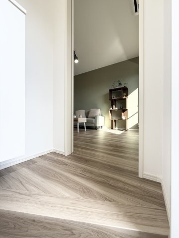 メゾングレイス上津の居間・リビング|玄関すぐに扉があるので、LDK空間と仕切れます