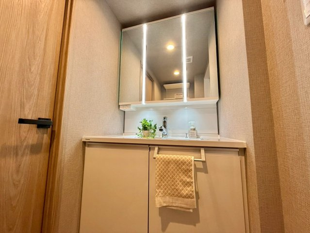 パーク・エステート上板橋の独立洗面台|清潔感があり収納も豊富な洗面化粧台は、毎朝の準備に役立ちます。