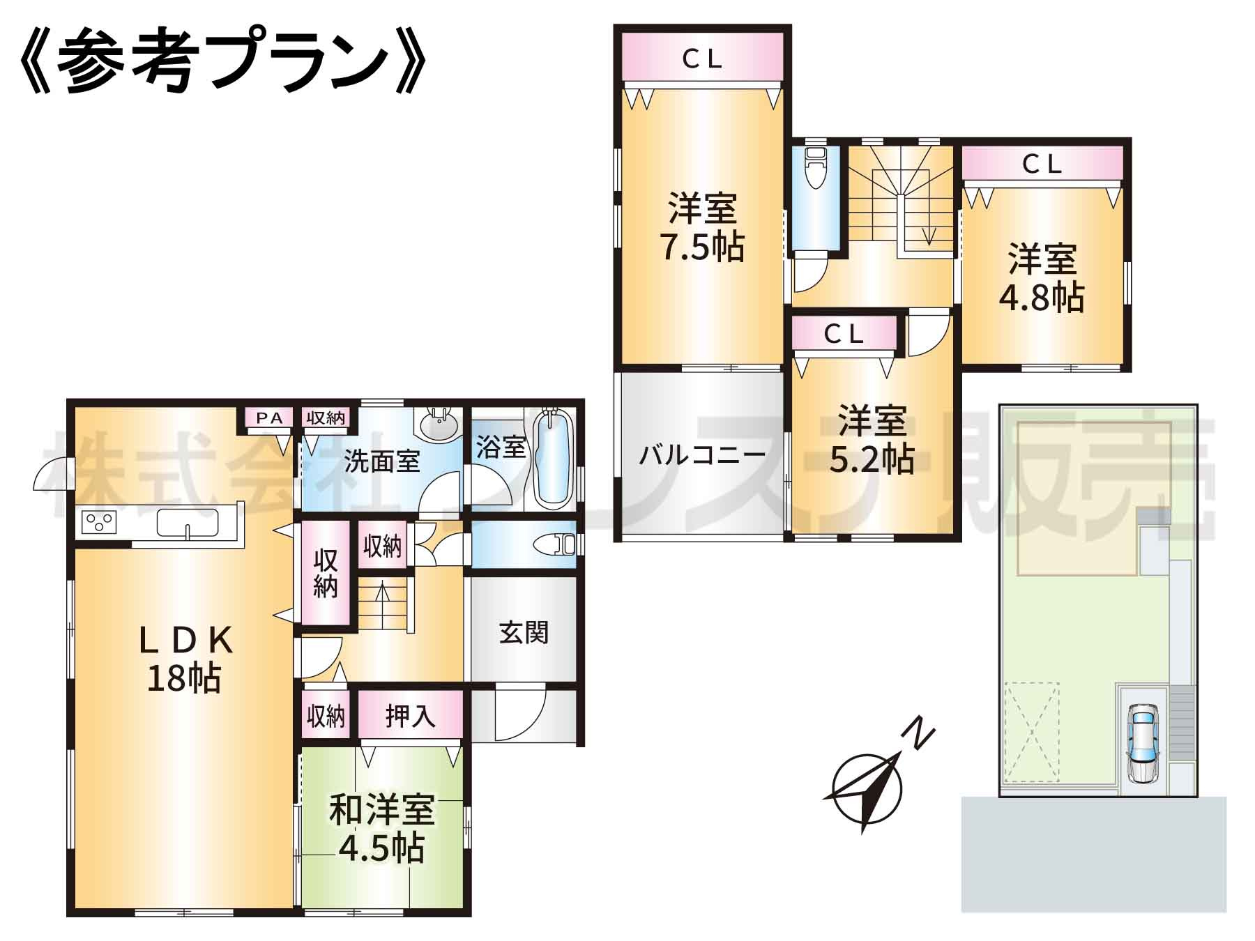 奈良市六条西６丁目の新築一戸建の間取り|参考プラン
