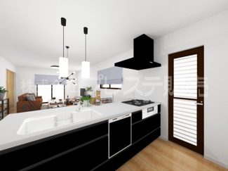 【キッチン】 | キッチン完成イメージ／人気のフルフラットキッチン♪食器洗い乾燥機＆浄水器を標準装備！
