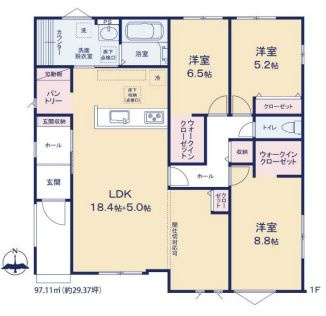 《全2棟》つくば市高野　3期　1号棟の区画図