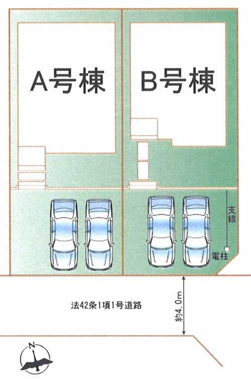 藤沢市鵠沼海岸6丁目　新築戸建全2棟　A号棟の区画図