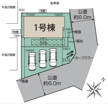 鴻巣市赤見台4丁目　新築一戸建て　ブルーミングガーデン　01の区画図|1号棟