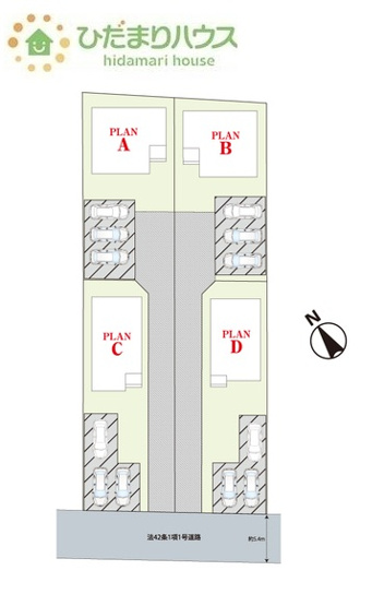 【区画図】 | 土浦市右籾2448番　新築戸建　A号棟 | ご家族でお車に乗る方に！駐車場3台分あります！