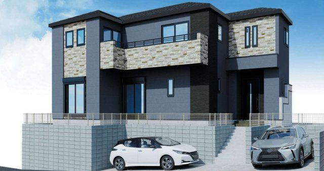 横浜市磯子区杉田7丁目 新築戸建て【仲介手数料無料】カースペース2台の外観パース