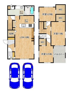 【間取り】 | 晴美台３丁　新築分譲住宅　全２区画 | 【３ＬＤＫ+ＷＩＣ】ゆとりのある間取りですので、子供部屋や趣味のお部屋も作れますね♪資料請求だけでもお気軽にお問い合わせください！