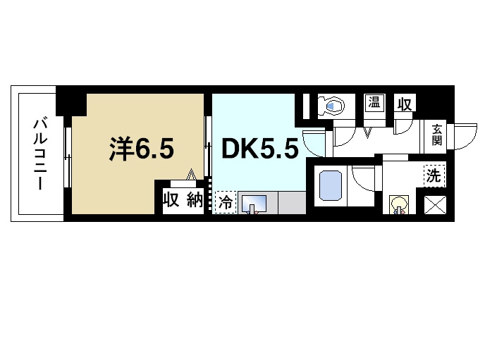 アルヴァローレ生駒の間取り|1DKの間取り