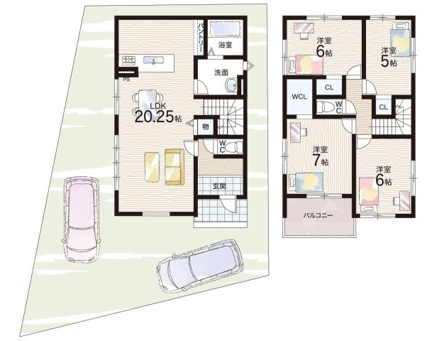 亀岡市大井町並河　第1期　新築一戸建ての間取り|1号地