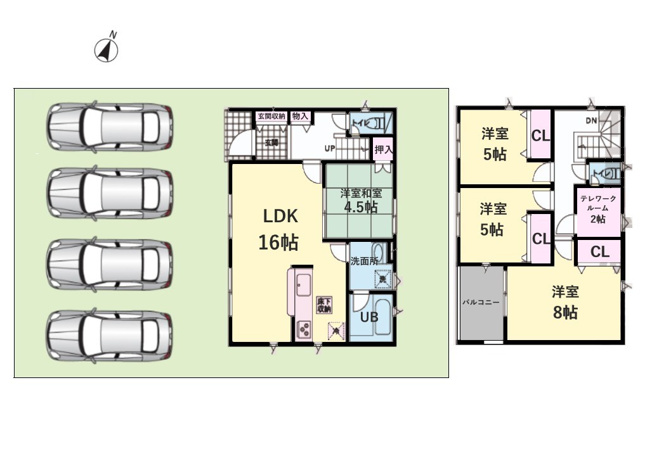 １号棟　４LDK　駐車場４台以上可能