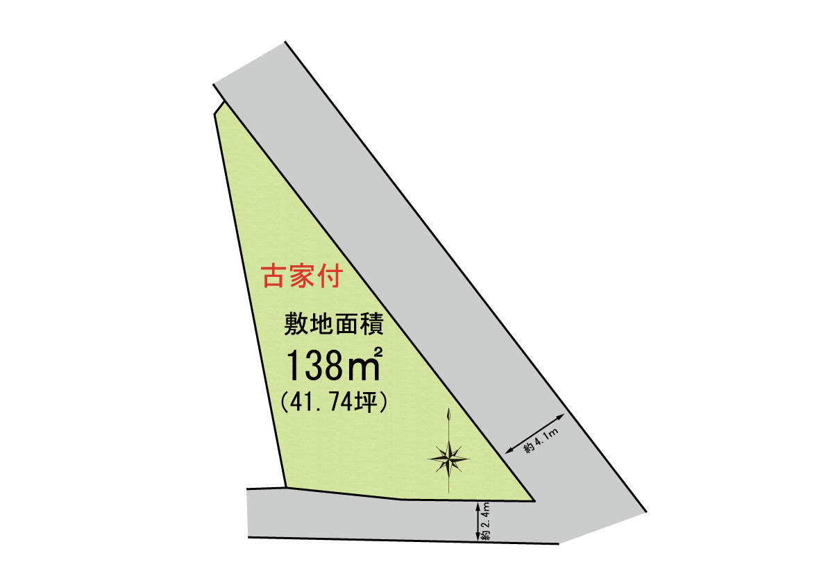 岸和田市大町3丁目　古家付き土地の土地図