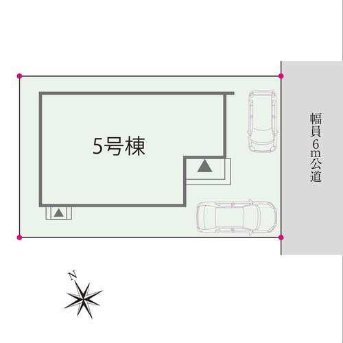 【スマートワン・シティ】小平市小川町３期の区画図|敷地面積41坪超、前面道路幅員は約6mの公道で、車のすれ違いもスムーズに行える広さです。お車2台分のカースペースを確保しています(車種による)。