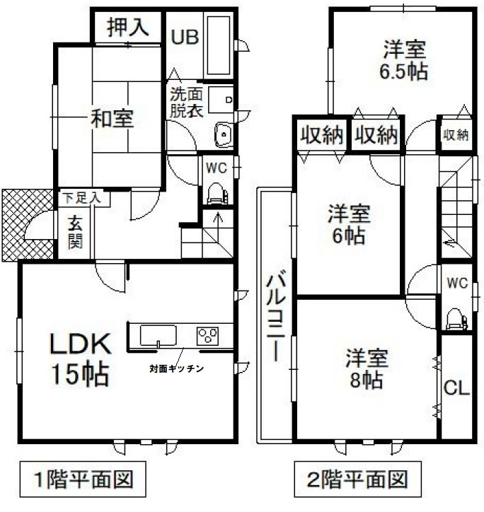北葛飾郡松伏町　大字松伏　中古戸建の間取り|間取図です