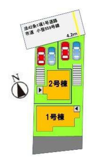 【区画図】 | 福岡市中央区小笹4丁目1期　2号棟（全2棟）【仲介手数料無料・0円】 | 区画図です。2号棟
