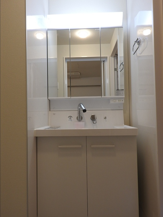 岸和田市八阪町１丁目のハイツの洗面所|広い洗面スペース