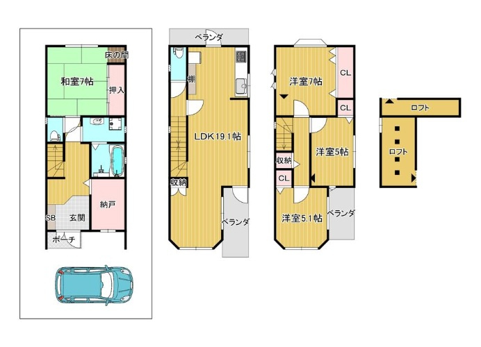 福島区海老江　中古戸建の間取り
