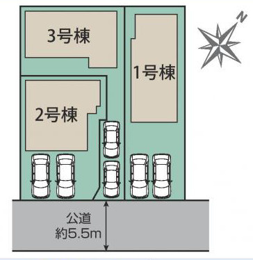 平塚市南原1丁目　新築戸建　全3棟2号棟の区画図