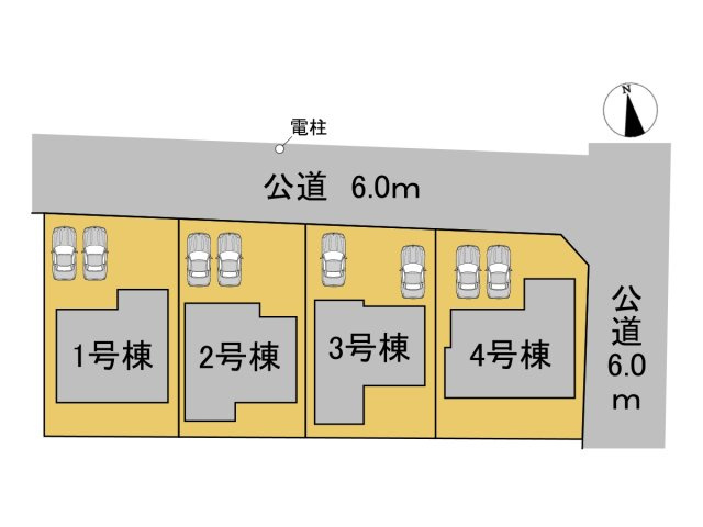 タマタウン　各務原市鵜沼小　全4区画分譲の区画図|■区画図
■YAMADA電機の　ヤマダ不動産　株式会社リライフ　
いつでもお問合わせ下さい。